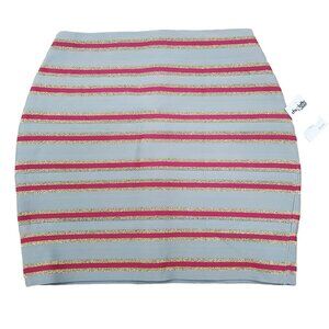 Charlotte Russe Junior's‎ Vtg Gray Metallic Stripe Mini Bandage Skirt NWT S M